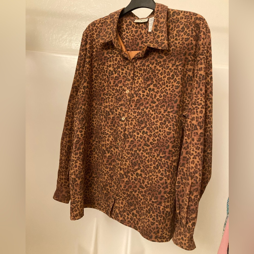 White Stag Brown Leopard Print Women’s Moleskin Shirt
